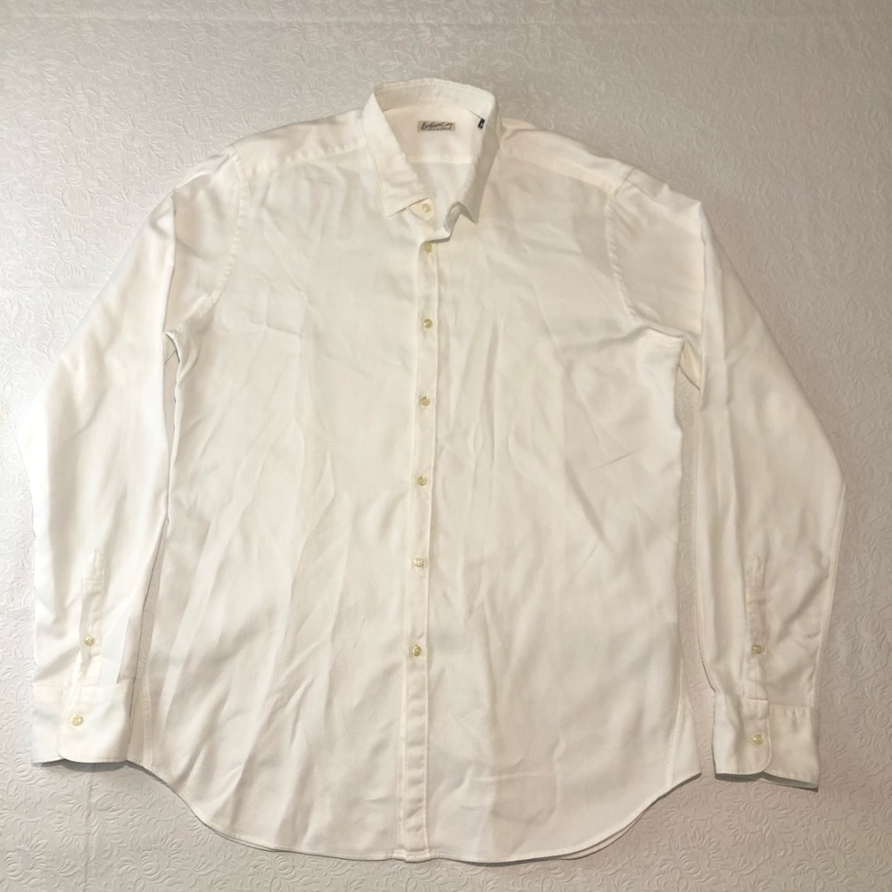 BEVILACQUA Men's Button Front Shirt White Size XL